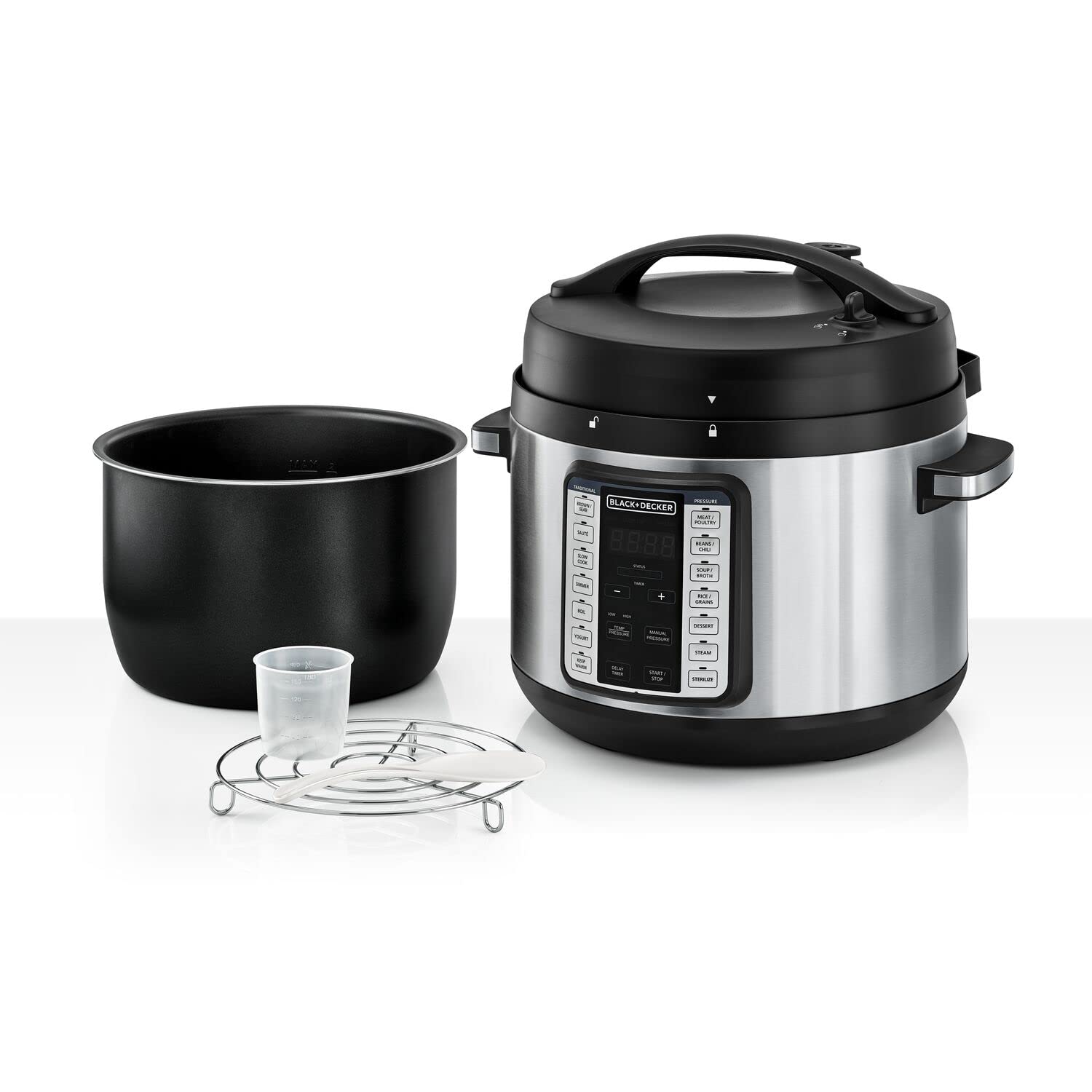 Black & Decker Smart Steam Pot, 1350W Power, 10L, 9 in 1 Usage, 14 Smart Programmable Electric Pressure Cooker وعاء بخار بتصميم انيق من بلاك + ديكر، بقدرة 1350 واط وسعة 10 لتر، طنجرة ضغط كهربائية أنيقة قابلة للبرمجة Black & Decker Smart Steam Pot, 1350W Power, 10L, 9 in 1 Usage, 14 Smart Programmable Electric Pressure Cooker وعاء بخار بتصميم انيق من بلاك + ديكر، بقدرة 1350 واط وسعة 10 لتر، طنجرة ضغط كهربائية أنيقة قابلة للبرمجة
